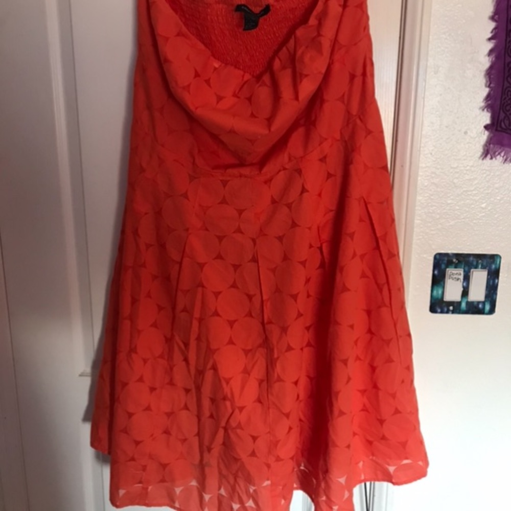Knee high (midi) circular patterned orange dress
